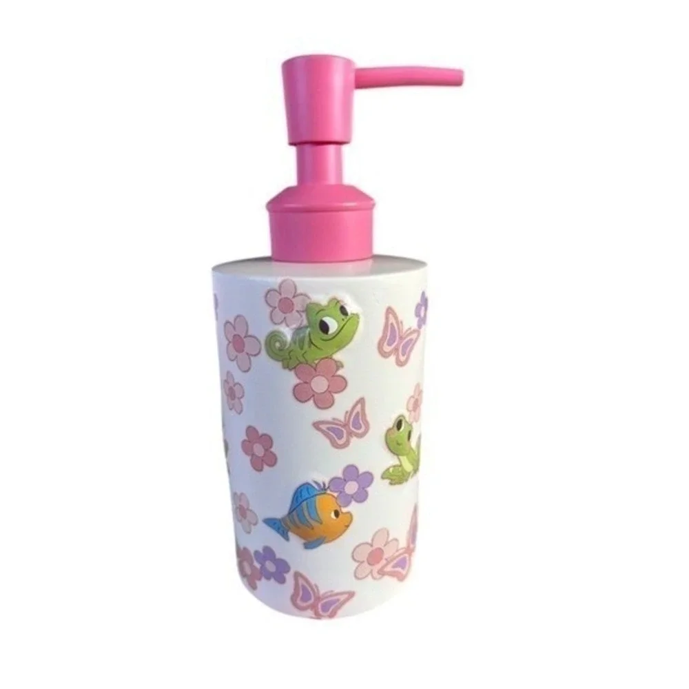 Disney Princess Bathroom Set: Shower Curtain Soap Dispenser & Bath Mat Pink NEW